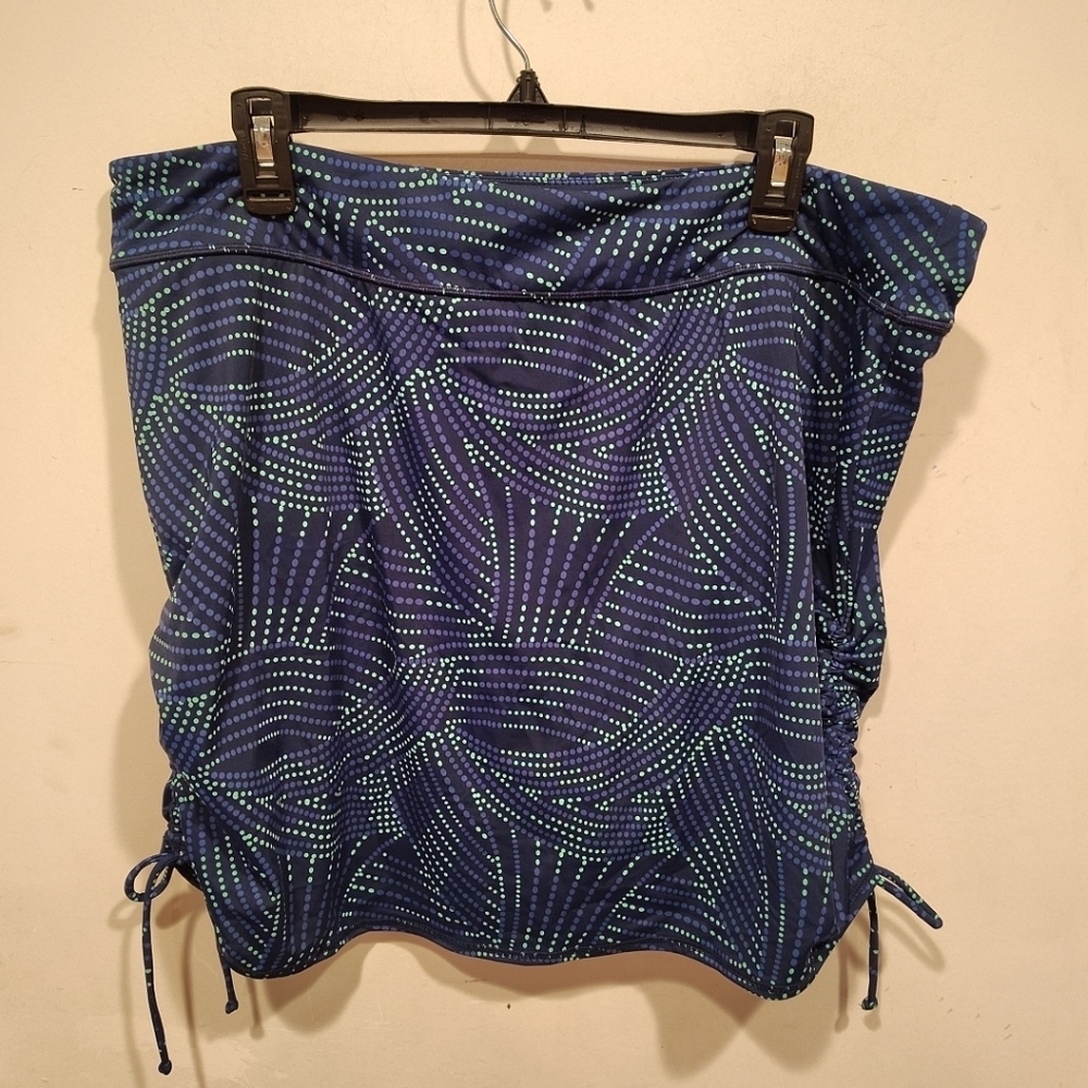 Zuda Women's Blue Swim Mini Skirt Ruched Sides Sz 20 Beach Vacation Resortwear